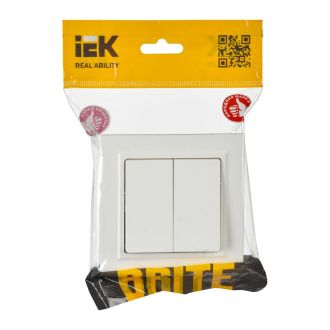 BRITE Выключатель 2-клавишный 10А в сборе белый