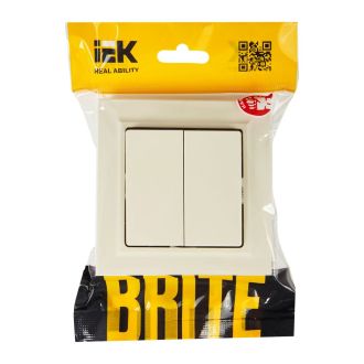 BRITE Выключатель 2-клавишный 10А в сборе бежевый