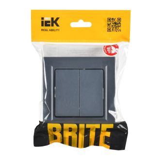 BRITE Выключатель 2-клавишный 10А в сборе маренго