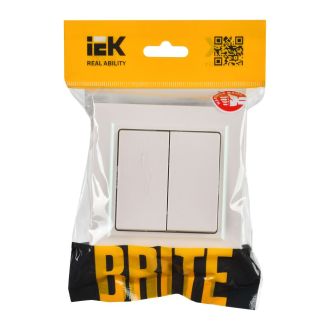 BRITE Выключатель 2-клавишный 10А в сборе жемчуг