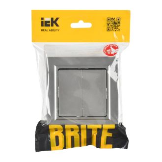 BRITE Выключатель 2-клавишный 10А в сборе сталь