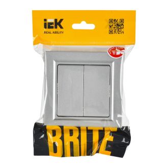 BRITE Выключатель 2-клавишный 10А в сборе алюминий