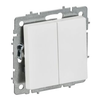 BRITE Выключатель 2-клавишный 10А арктический белый