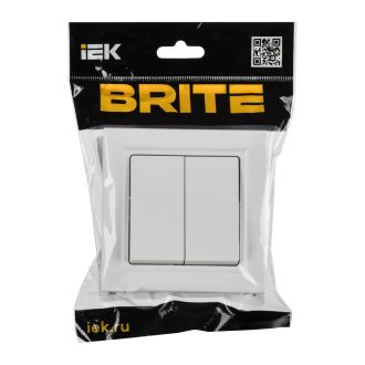 BRITE Выключатель 2-клавишный 10А в сборе арктический белый
