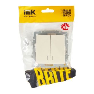 BRITE Выключатель 2-клавишный с индикацией 10А бежевый