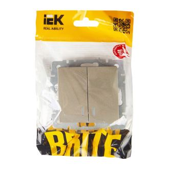 BRITE Выключатель 2-клавишный с индикацией 10А шампань