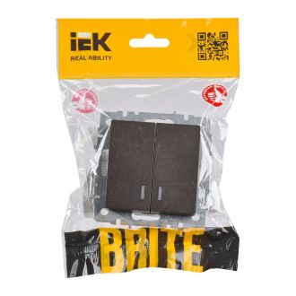 BRITE Выключатель 2-клавишный с индикацией 10А темная бронза