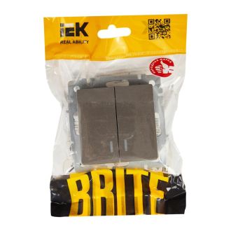 BRITE Выключатель 2-клавишный с индикацией 10А сталь