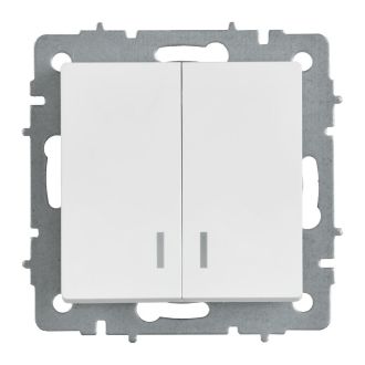 BRITE Выключатель 2-клавишный с индикацией 10А арктический белый