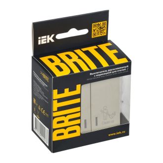 BRITE Выключатель 2-клавишный с индикацией для отелей 10А бежевый