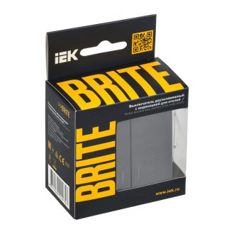 BRITE Выключатель 2-клавишный с индикацией для отелей 10А маренго