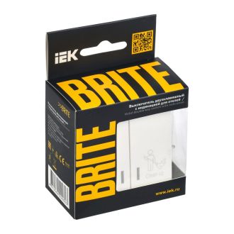 BRITE Выключатель 2-клавишный с индикацией для отелей 10А жемчуг