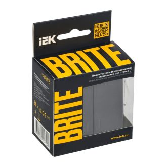 BRITE Выключатель 2-клавишный с индикацией для отелей 10А графит