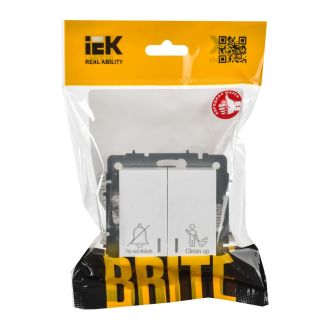 BRITE Выключатель 2-клавишный с индикацией для отелей 10А арктический белый