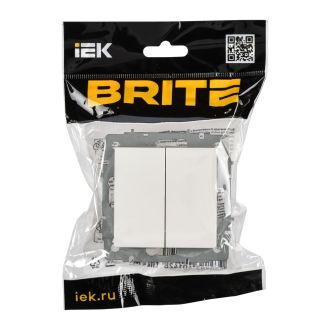 BRITE Выключатель 2-клавишный проходной 10А безвинтовое крепление белый