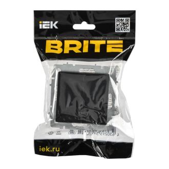 BRITE Выключатель 2-клавишный проходной 10А безвинтовое крепление черный