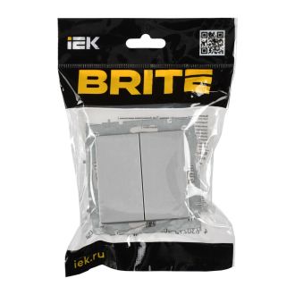 BRITE Выключатель 2-клавишный проходной 10А безвинтовое крепление алюминий