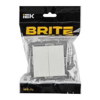 BRITE Выключатель 2-клавишный проходной 10А РФ белый