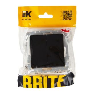 BRITE Выключатель 2-клавишный проходной 10А черный