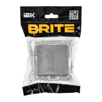 BRITE Выключатель 2-клавишный перекрестный 10А сталь