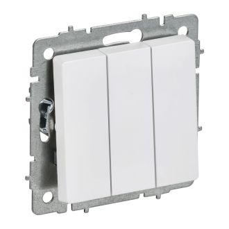 BRITE Выключатель 3-клавишный 10А арктический белый