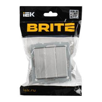 BRITE Выключатель 3-клавишный 10А металл хром/никель