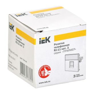 Розетка телефонная RJ-11 кат.3 (на 2 модуля) ПРАЙМЕР белая