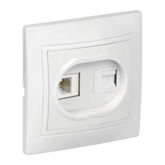 KVARTA Розетка 2-местная RJ11+RJ45 кат.5е белый GENERICA