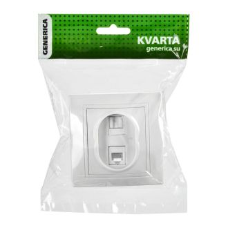 KVARTA Розетка 2-местная RJ11+RJ45 кат.5е белый GENERICA