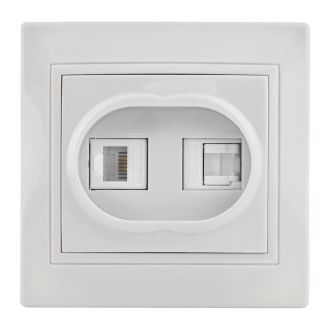 KVARTA Розетка 2-местная RJ11+RJ45 кат.5е белый GENERICA