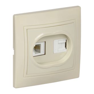 KVARTA Розетка 2-местная RJ11+RJ45 кат.5е кремовый GENERICA
