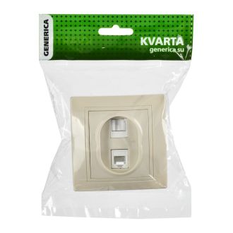 KVARTA Розетка 2-местная RJ11+RJ45 кат.5е кремовый GENERICA