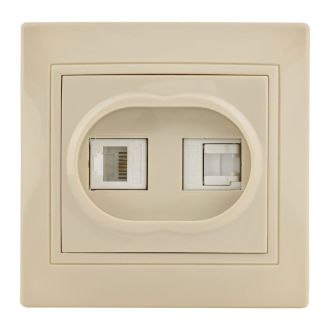 KVARTA Розетка 2-местная RJ11+RJ45 кат.5е кремовый GENERICA