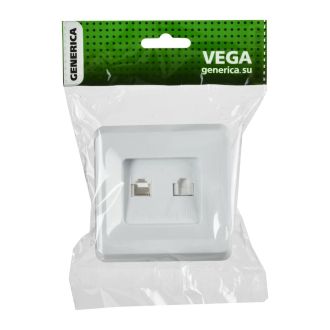 VEGA Розетка 2-местная RJ11/RJ45 белый GENERICA