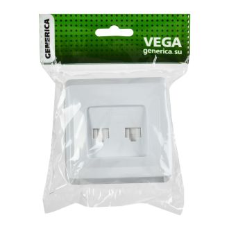 VEGA Розетка 2-местная компьютерная RJ45 кат.5е белый GENERICA