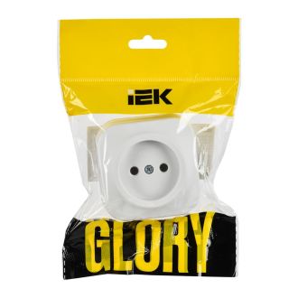 GLORY Розетка 1-местная для открытой установки без заземления без защитных шторок 10А белый матовый