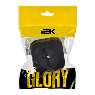 GLORY Розетка 1-местная для открытой установки без заземления без защитных шторок 10А черный матовый