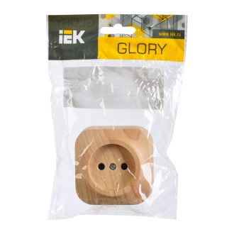 GLORY Розетка 1-местная для открытой установки без заземления без защитных шторок 10А сосна
