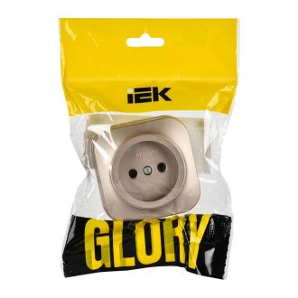 GLORY Розетка 1-местная для открытой установки без заземления без защитных шторок 10А шампань матовый