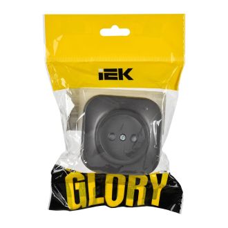 GLORY Розетка 1-местная для открытой установки без заземления с защитными шторками 10А сталь матовый