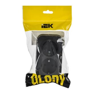 GLORY Розетка 2-местная для открытой установки с заземлением без защитных шторок 16А черный матовый