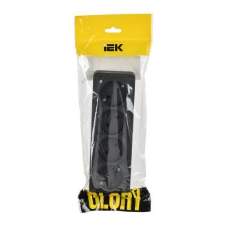 GLORY Розетка 4-местная для открытой установки без заземления без защитных шторок 10А черный матовый