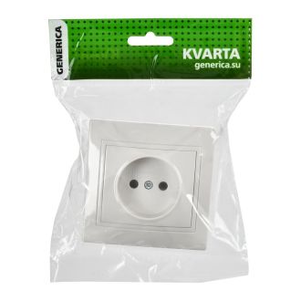 KVARTA Розетка 1-местная без заземления без защитных шторок 10А кер. белый GENERICA