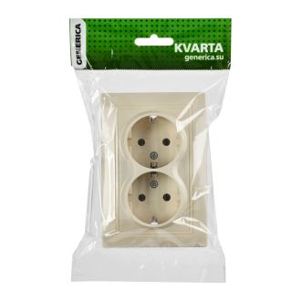 KVARTA Розетка 2-местная с заземлением без защитных шторок 16А кер кр. GENERICA