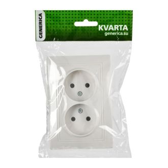 KVARTA Розетка 2-местная без заземления без защитных шторок 10А белый GENERICA