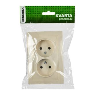KVARTA Розетка 2-местная без заземления без защитных шторок 10А кремовый GENERICA