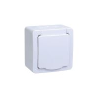 IEK Розетка 1-местная для открытой установки с заземляющим контактом IP54 ГЕРМЕС PLUS (цвет крышки:белый)