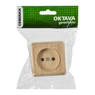 OKTAVA Розетка 1-местная без заземления для открытой установки 10А сосна GENERICA