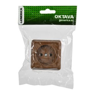 OKTAVA Розетка 1-местная без заземления для открытой установки 10А дуб GENERICA