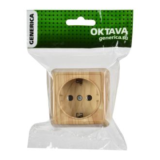 OKTAVA Розетка 1-местная с заземлением для открытой установки 16А сосна GENERICA